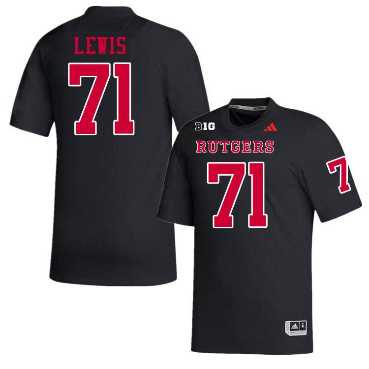 Men #71 Aaron Lewis Rutgers Scarlet Knights 2024 College Football Jerseys Stitched-Black